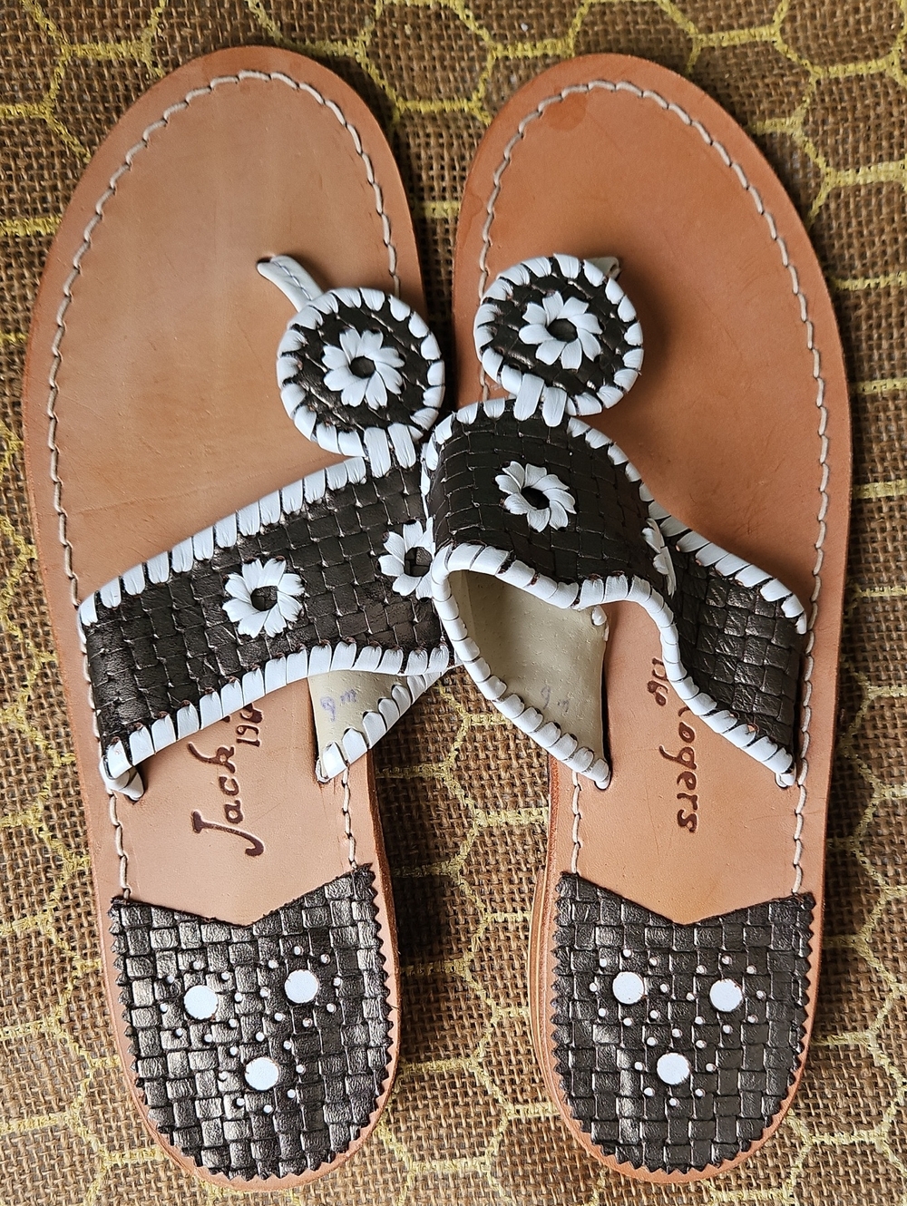 Jack Rogers Bronze And White Gorgeous Sandals